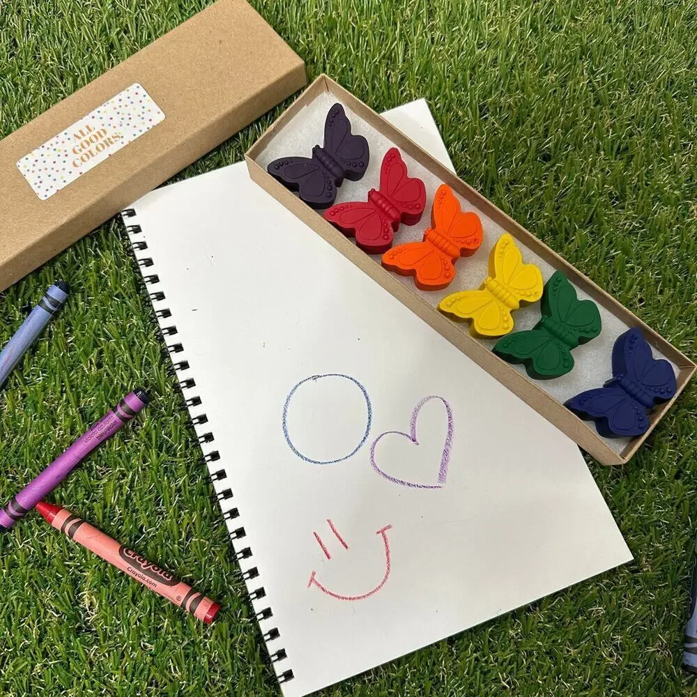 2/$30 Butterfly Crayons (6), Kids Boys Girls, Pretty Unique Colorful B-day Gift